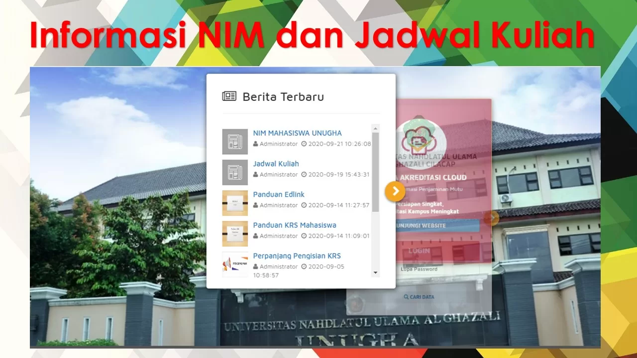 Informasi NIM dan Jadwal Kuliah Bagi Mahasiswa Baru 2020